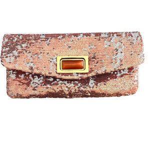 KATE LANDRY Women’s Rose Gold Sequin Sparkling Evening Clutch